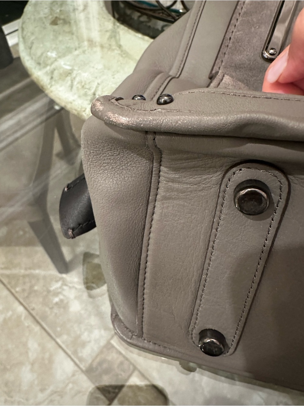 Authentic Coach Gray Suede Leather Satchel with Top Handles and Shoulder Strap - Picture 7 of 16